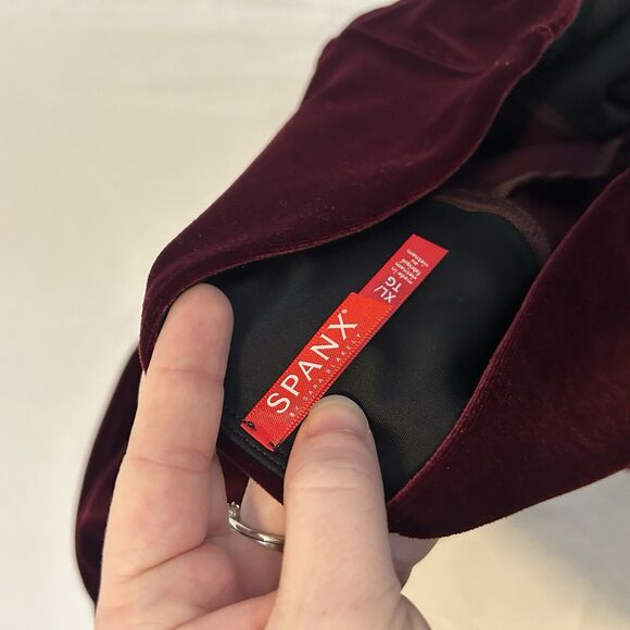 Spanx Velvet Leggings High Waisted Red Burgundy - Size XL - Picture 9 of 11
